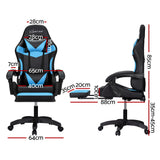 Artiss 6 Point Massage Gaming Office Chair 7 LED Footrest Cyan Blue