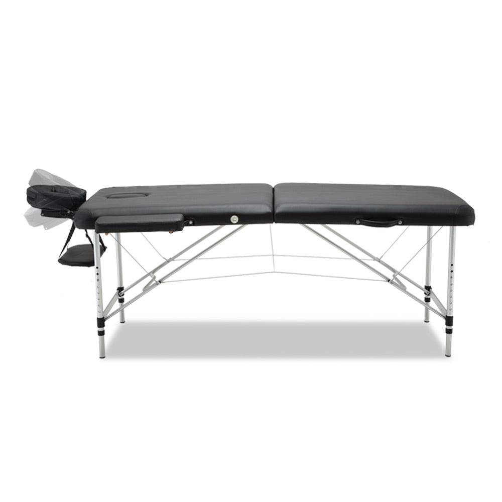 Zenses Massage Table 70cm 2 Fold Aluminium Massage Bed Portable Beauty Therapy Black