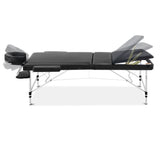 Zenses Massage Table 60cm 3 Fold Aluminium Beauty Bed Portable Therapy Waxing Black