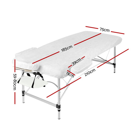 Zenses Massage Table 75cm 3 Fold Aluminium Beauty Bed Portable Therapy White