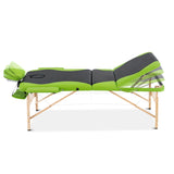 Zenses Massage Table 70cm 3 Fold Wooden Portable Beauty Therapy Bed Waxing Green