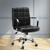 Artiss Office Chair PU Leather Mid Back Black