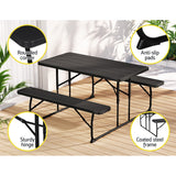 Gardeon 3 PCS Outdoor Dining Set Picnic Patio Bench Set Camp Folding Table HDPE