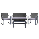 Gardeon 4 PCS Outdoor Dining Set Lounge Setting Patio Wicker Chairs Table w/Cover