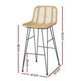 Gardeon 2-Piece Outdoor Bar Stools Wicker Dining Chair Bistro Patio Balcony