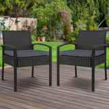 Gardeon 2PC Outdoor Dining Chairs Patio Furniture Rattan Chair Cushion Felix