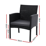 Gardeon 2PC Outdoor Dining Chairs Patio Furniture Rattan Chair Cushion XL Ezra