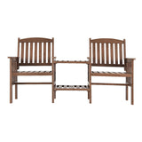 Gardeon Outdoor Garden Bench Loveseat Wooden Table Chairs Patio Furniture Brown