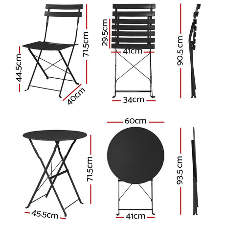 Gardeon Outdoor Setting Table and Chairs Folding Patio Furniture Bistro Set