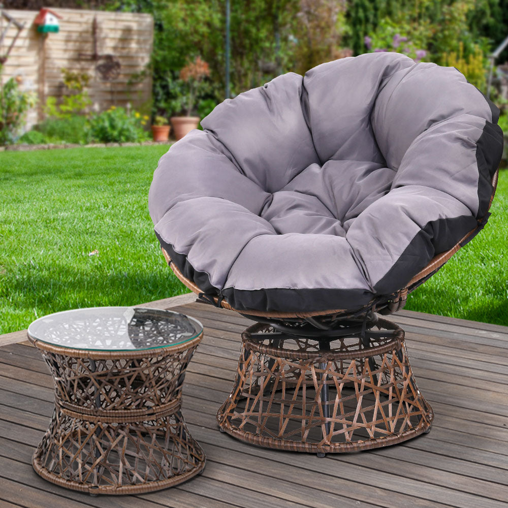 Gardeon Outdoor Lounge Setting Furniture Papasan Chair Table Wicker Patio Sofa