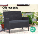 Gardeon 4 Piece Outdoor Lounge Setting Patio Furniture Sofa Set Black