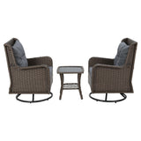 Gardeon Outdoor Chairs Patio Furniture Lounge Setting 3 Pcs Wicker Swivel Chair Table Bistro Set