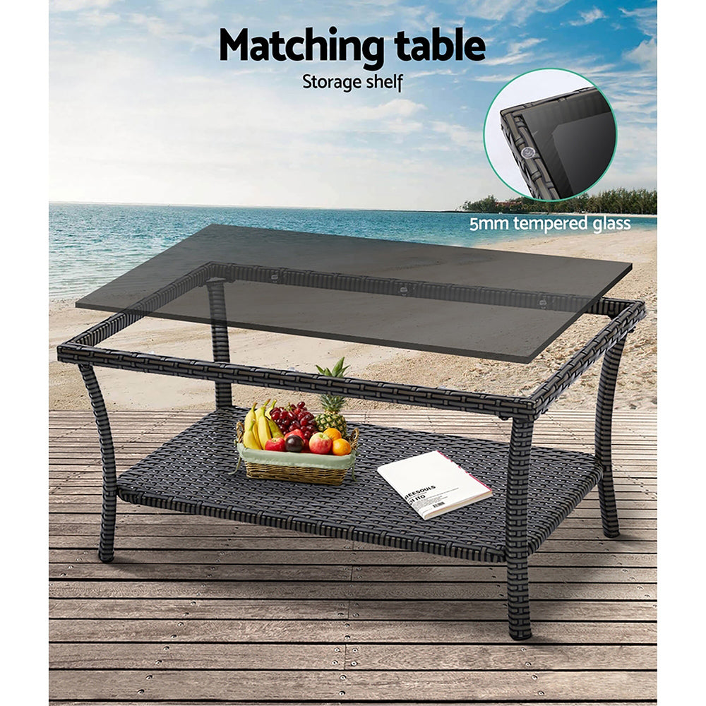 Gardeon Outdoor Furniture Dining Set Outdoor Lounge Setting Rattan Patio Grey