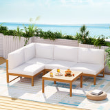 Gardeon 5 Pieces Outdoor Sofa Set 4-Seater Acacia Wood Corner Lounge Setting