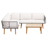 Gardeon 4pcs Outdoor Sofa Set Modular Aluminum Lounge Setting Wooden 5 Seaters