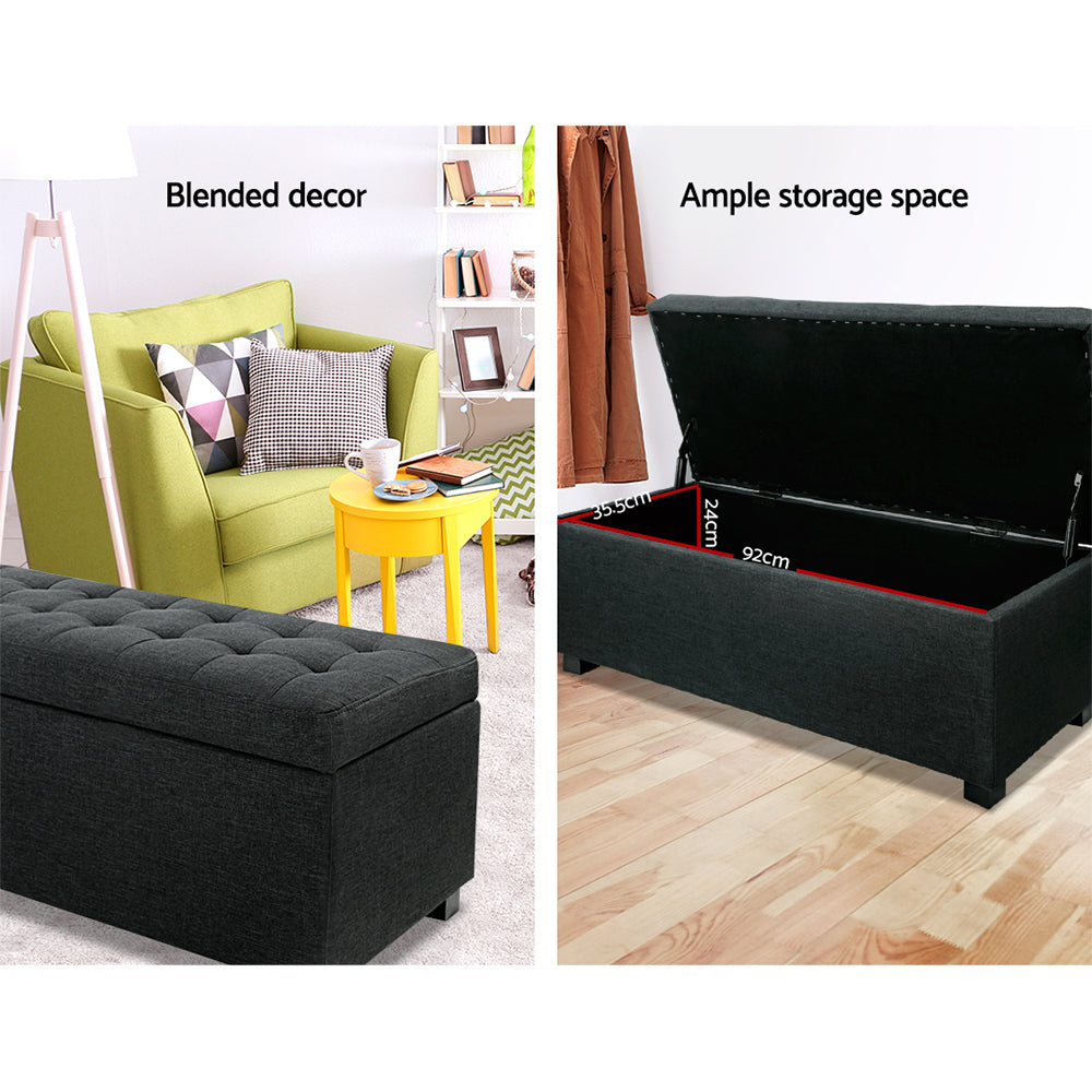 Premium Storage Ottoman - Charcoal