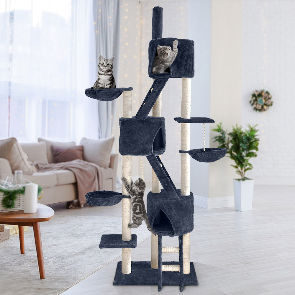 i.Pet Cat Tree Trees Scratching Post Scratcher Tower Condo House Grey 244cm