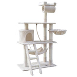 i.Pet Cat Tree 141cm Trees Scratching Post Scratcher Tower Condo House Furniture Wood Beige