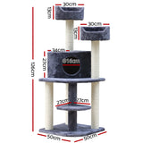 i.Pet Cat Tree Trees Scratching Post Scratcher Tower Condo House Grey 126cm