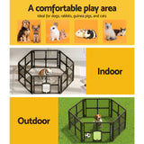 i.Pet Pet Dog Playpen Enclosure 6 Panel Fence Puppy Cage Plastic Play Pen Fold