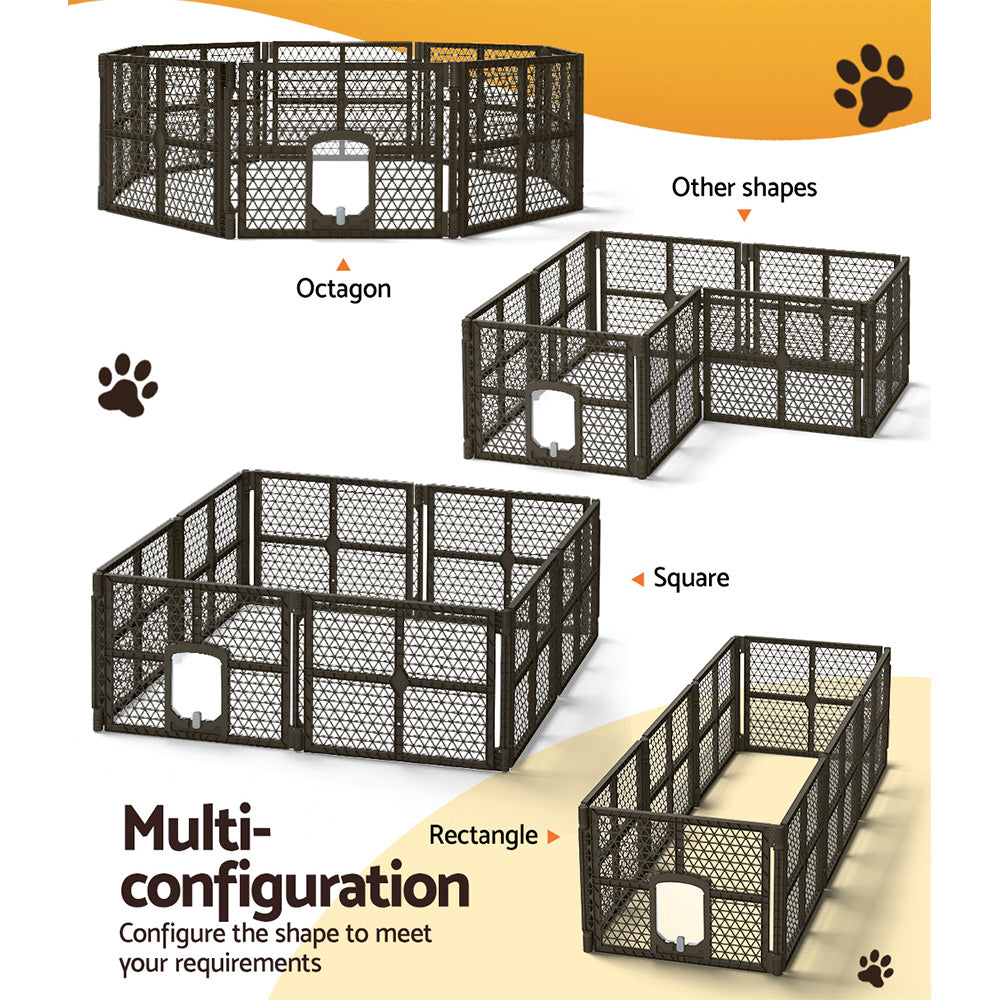 i.Pet Pet Dog Playpen Enclosure 8 Panel Fence Puppy Cage Plastic Play Pen Fold