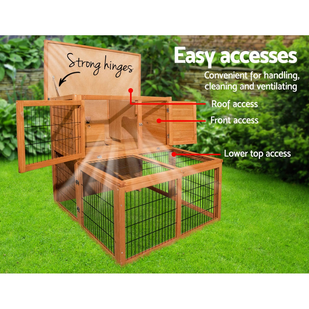 i.Pet Rabbit Hutch Wooden Pet Chicken Coop 100cm Tall