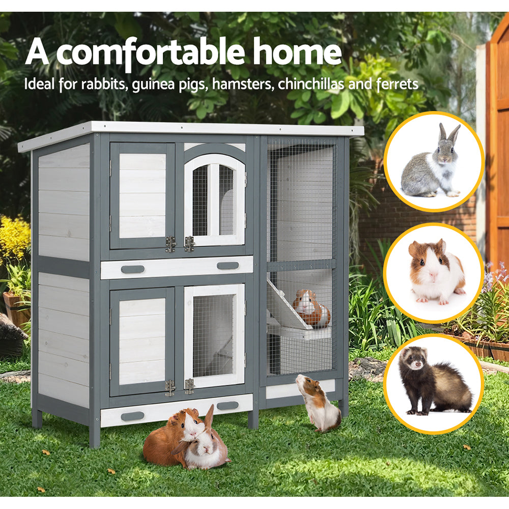 i.Pet Rabbit Hutch Large Chicken Coop Wooden House Run Cage Pet Bunny Guinea Pig