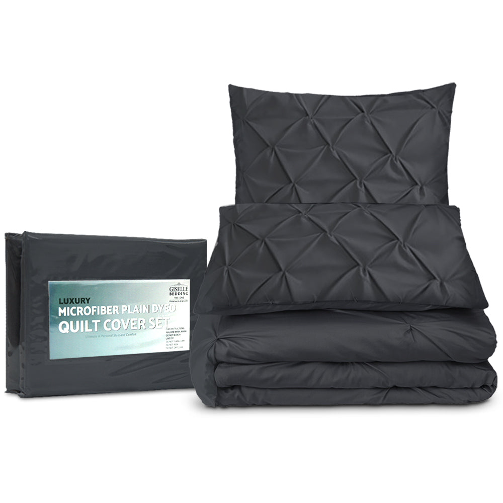 Giselle Bedding Quilt Cover Set Diamond Pinch Black King