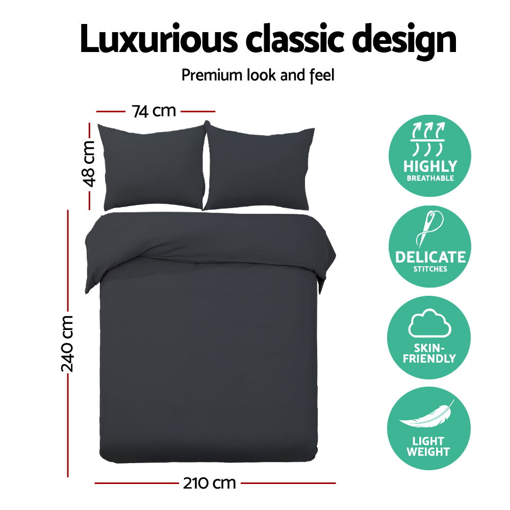 Giselle Bedding Quilt Cover Set Classic Black King