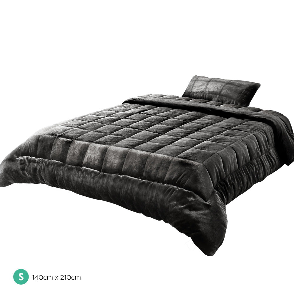 Giselle Bedding Faux Mink Quilt Charcoal Single