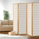 Artiss Room Divider Screen Wood Timber Dividers Fold Stand Wide Beige 4 Panel