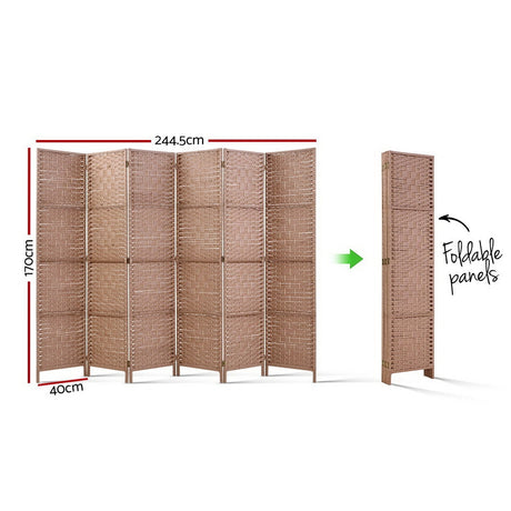 Artiss 6 Panel Room Divider Screen Privacy Timber Foldable Dividers Stand Natural