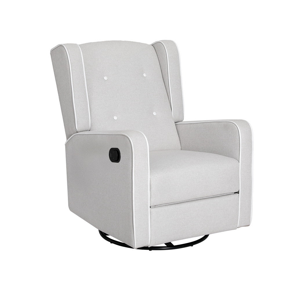 Artiss Recliner Armchair 360Â° Swivel Grey Fabric