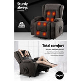 Artiss Recliner Chair Lift Assist Heated Massage Chair Velvet Rukwa