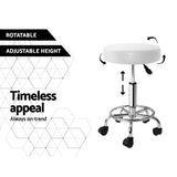 Artiss Round Chair Stools Salon Stool White Swivel Beauty Barber Hairdressing