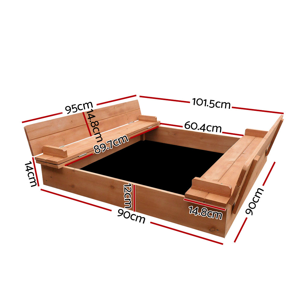 Keezi Wooden Outdoor Sandpit Set - Natural Wood