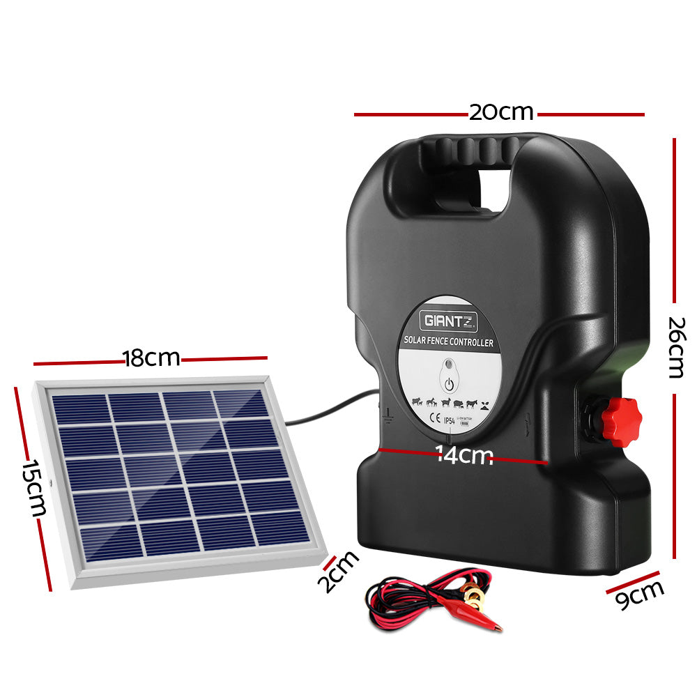 Giantz Electric Fence Energiser Solar Fencing Energizer Charger Farm Animal 15km 0.8J