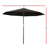 Instahut 3m Outdoor Umbrella Pole Umbrellas Beach Garden Sun Stand Patio Black