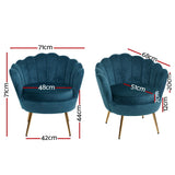 Artiss Armchair Lounge Chair Accent Retro Armchairs Lounge Shell Velvet Navy