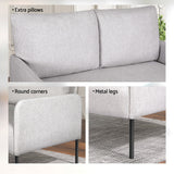 Artiss Armchair 2-Seater Sofa Accent Chair Loveseat Grey Linen Fabric Metal Leg