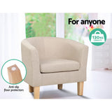 Artiss Armchair Lounge Chair Tub Accent Armchairs Fabric Sofa Chairs Beige