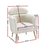 Artiss Armchair Boucle Fabric White Yoli