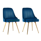 Artiss Set of 2 Dining Chairs Retro Chair Cafe Kitchen Modern Metal Legs Velvet Blue