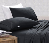 Elan Linen 100% Egyptian Cotton Vintage Washed 500TC Charcoal Double Bed Sheets Set