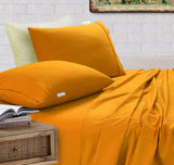 Elan Linen 100% Egyptian Cotton Vintage Washed 500TC Mustard Single Bed Sheets Set