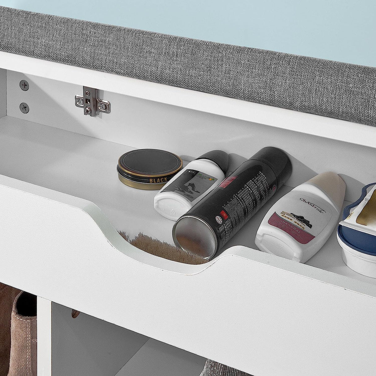 Padded Shoe Bench Lift Up Storage