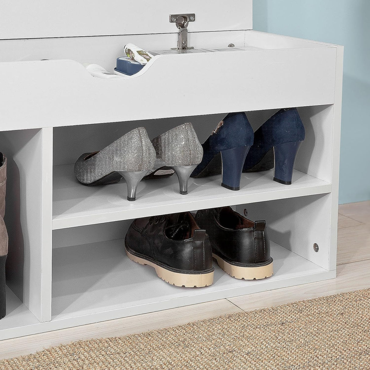 Padded Shoe Bench Lift Up Storage