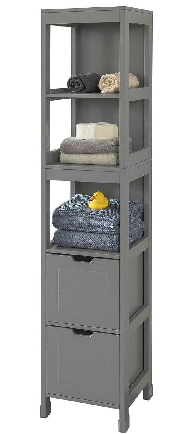 Tall Cabinet Shelf Drawer, Grey