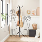 Black Metal Coat Rack, Hall Tree, 182cm Tall