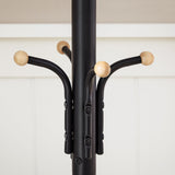 Black Metal Coat Rack, Hall Tree, 182cm Tall